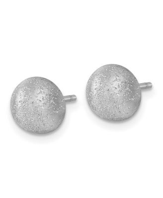 18k Yellow, White or Rose Gold Italian 8mm Textured Half Round Button Earrings