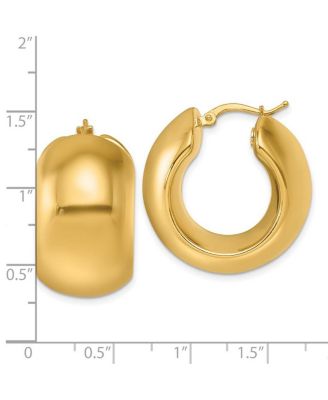 Solid 18k Yellow Gold Italian 27x15mm Puffed Wide Round Hoop Earrings