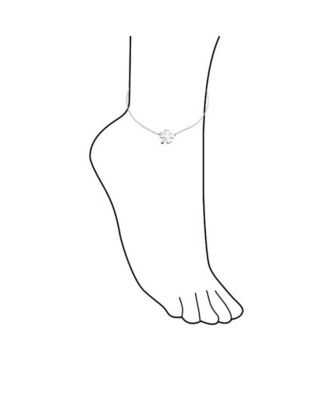 Lucky Charm Clover Anklet Ankle Bracelet Sterling Silver Chain Adjustable