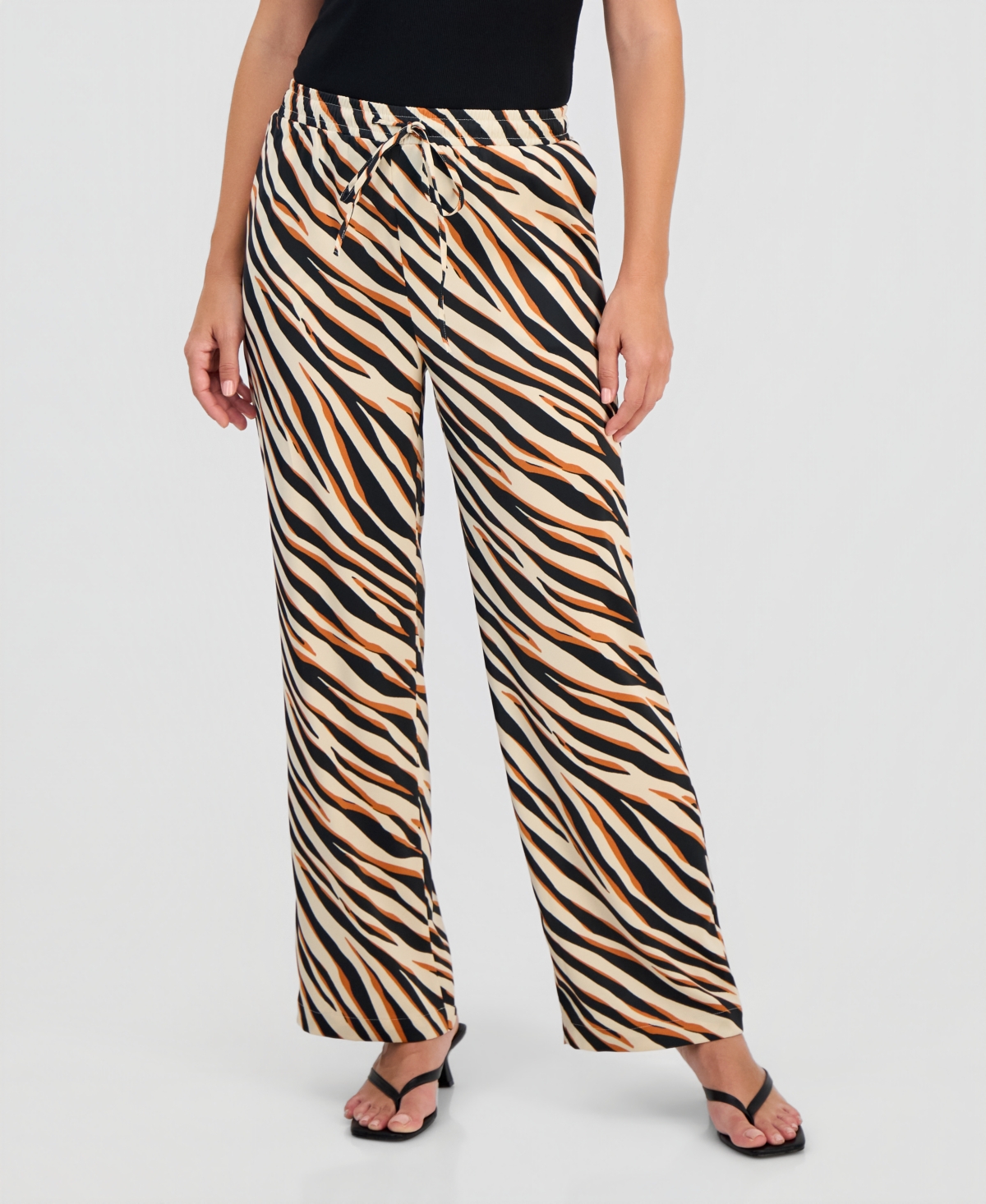 Bar Iii Women's Animal-Print Pull-On Wide-Leg Pants, Macy's Exclusive
