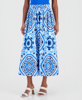 Women's Printed Pull-On Midi Skirt