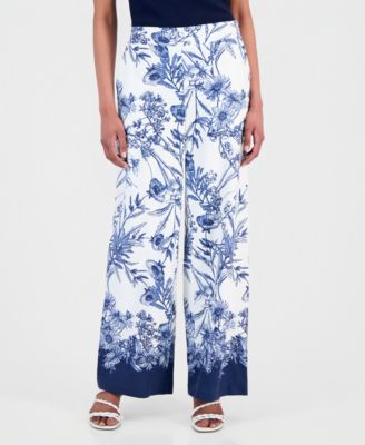 Women's Printed Wide-Leg Pull-On Pants