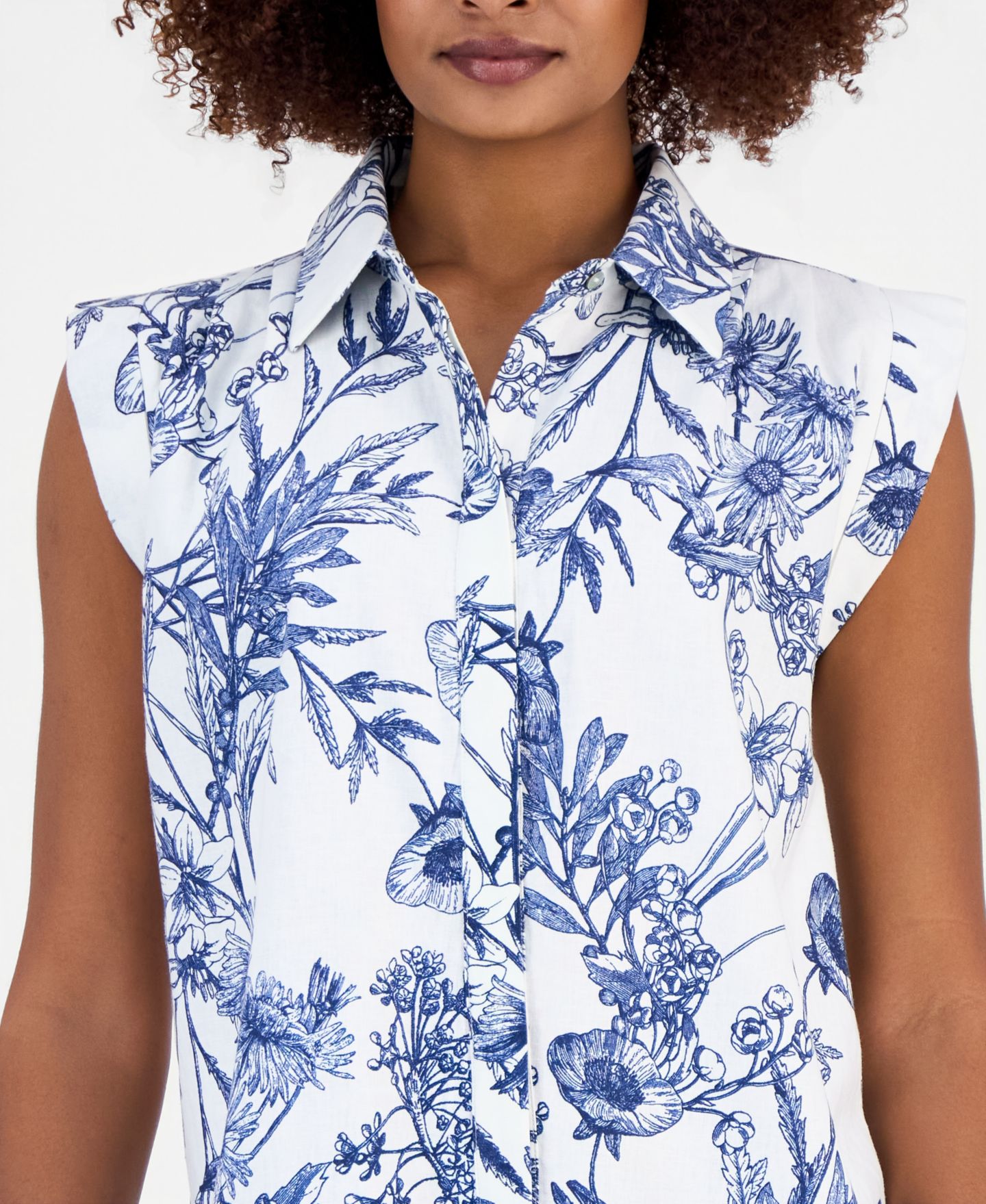 Женская блузка T Tahari Extended-Shoulder Sleeveless, цвет: Тёмно-синий — фото 4