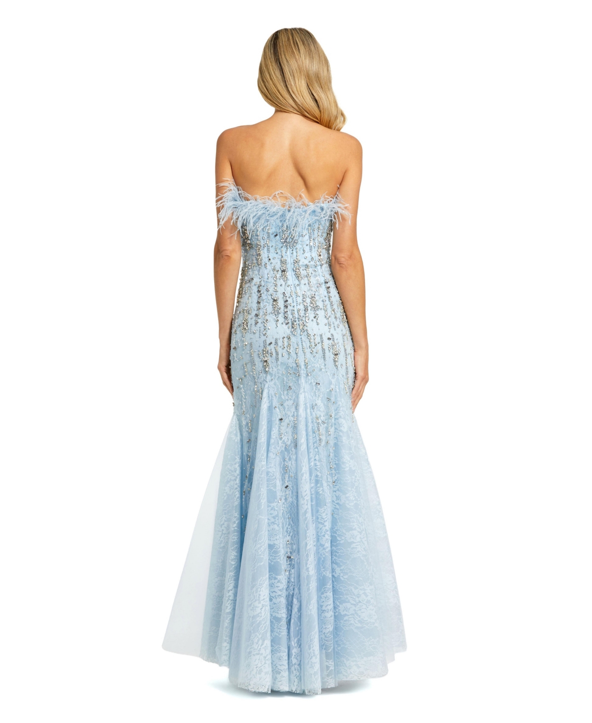 Mac Duggal Women's Strapless Feather Embellished Mermaid Gown