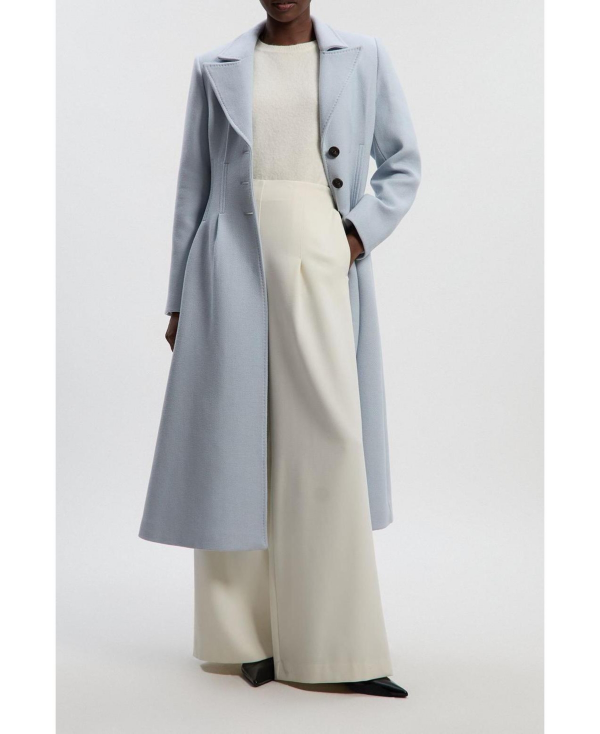 Karen Millen Women's Corset Detail Full Skirted Maxi Coat