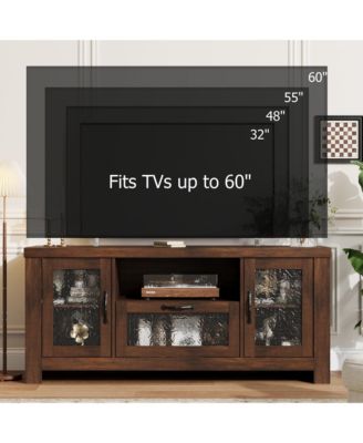 TV Stand for 55+ Inch TV, Entertainment Center with Acrylic Door Storage Cabinet & Adjustable Shelve