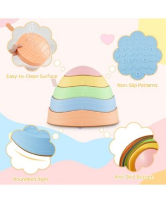 5-Piece Stepping Stones for Kids, Non-Slip Balance Stones with Storage Bag