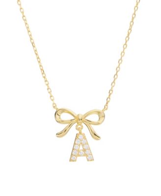 Gold Plated Bow Initial Necklaces 