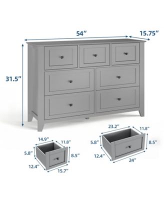 Modern 7 Drawer Dresser for Bedroom, 54" Wide Wooden Dressers with Large Storage