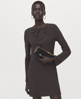 Women's Draped Neck Long-Sleeved Dress