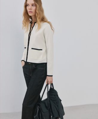 Women's Contrasting Ribbed Cardigan Sweater