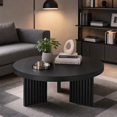 Round Coffee Table, Coffee Table for Living Room, Wood Center Table, Small Space