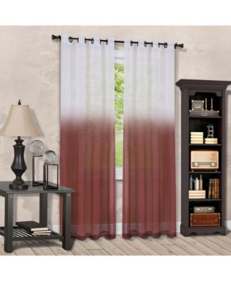 Tropical Living Semi Matte Sheer Ombre Chic Grommet Top Window Curtains - 52 in. W x 84 in. L