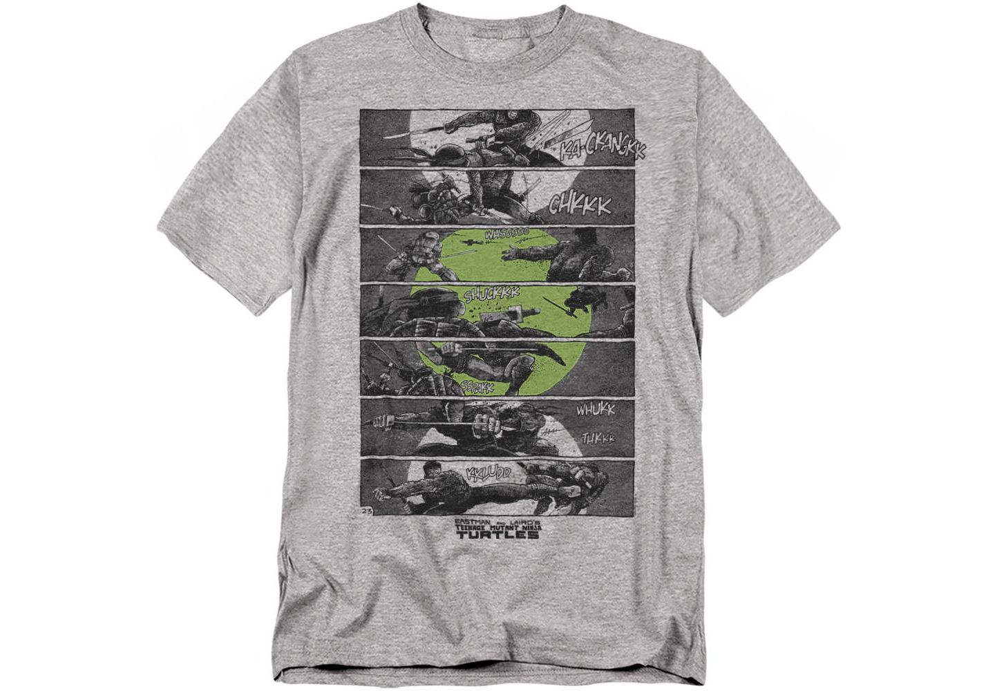 Мужская футболка Teenage Mutant Ninja Turtles Fighting Panels, цвет: Меланжевый — фото 1