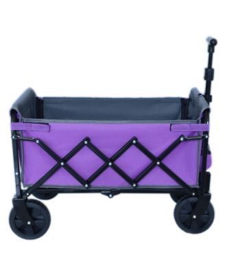 Collapsible Wagon Cart - Heavy Duty Utility Cart with Bench Seat, Storage Compartment and Included Dog Tether for Groceries, Camping