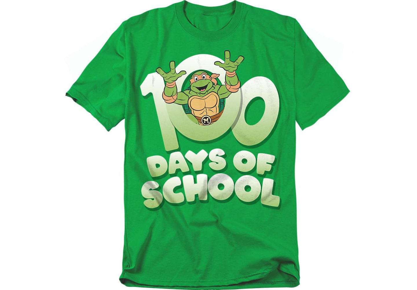 Мужская футболка Teenage Mutant Ninja Turtles 100 Days of School, цвет: Зелёный — фото 1
