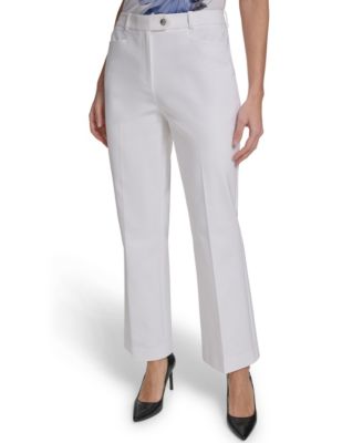 Petite Mid-Rise Zip Closure Straight-Leg Pants