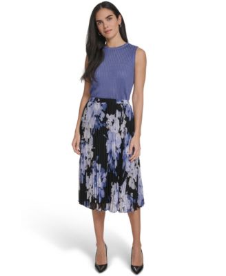Petite Pleated A-Line Midi Skirt