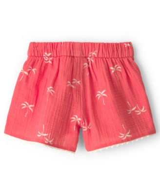 Girls' 2T-5T Palm Tree Tropical Gauze Fashion Shorts