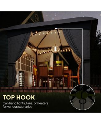 11' x 11' Outdoor Gazebo with Curtains and Church Style Windows