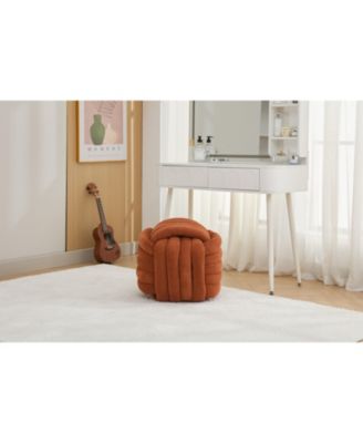 Ottoman Vanity Stool Knotted Chenille Fabric, Modern, Stylish