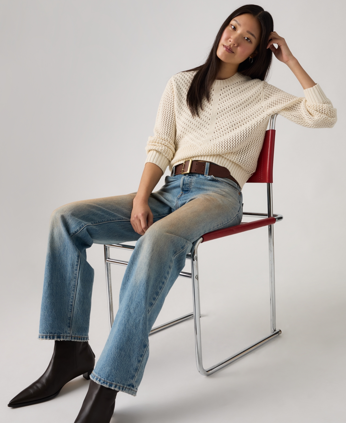 Levi's Women's Gaelle Long-Sleeve Crochet Pull-On Sweater