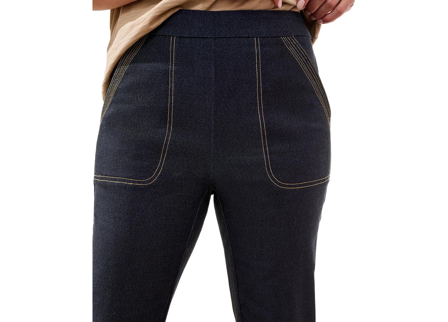 Women's Denim-Look Bengaline Kick Flare Capri Jeans