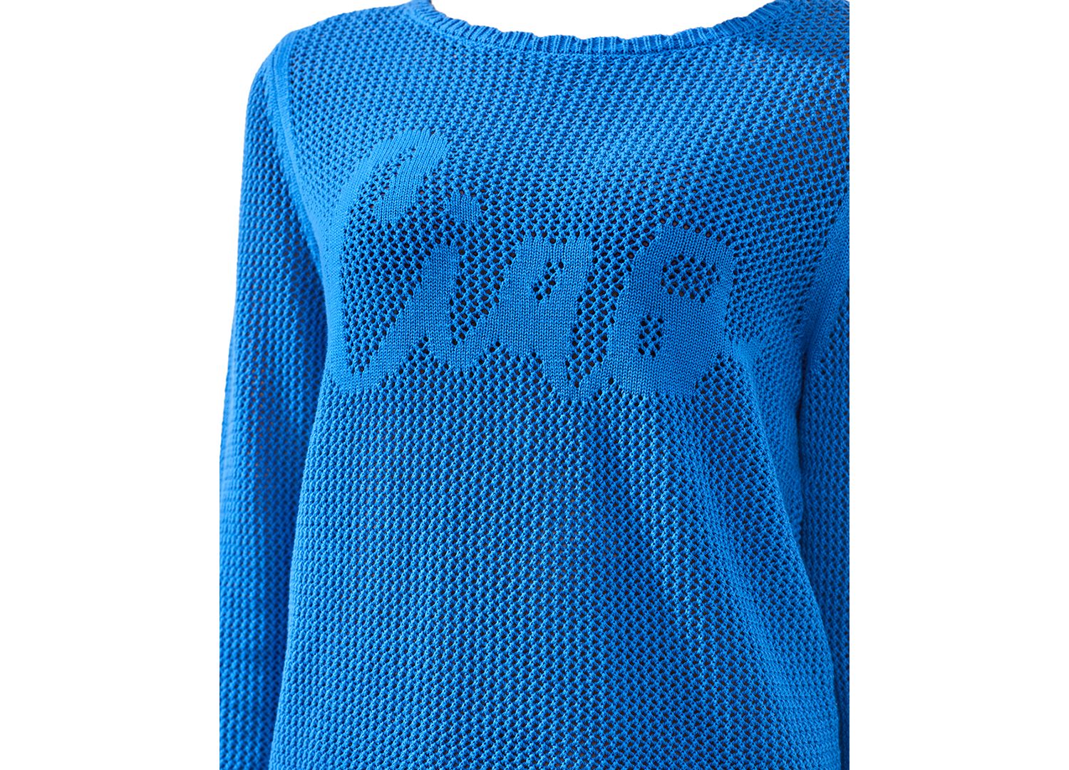 Women's Open-Stitch Embroidered Crew Neck Sweater