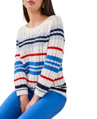 Women's Striped Cotton Crew Neck Sweater