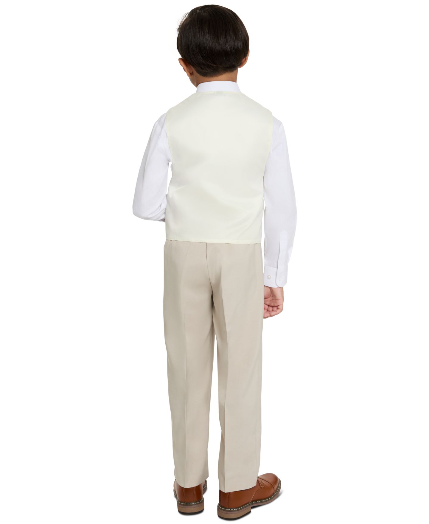 Комплекты Haggar SmartWash V-Neck Vest, Pants, Shirt and Tie, 4-Piece Set для мальчиков, цвет: Бежевый / Белый — фото 6