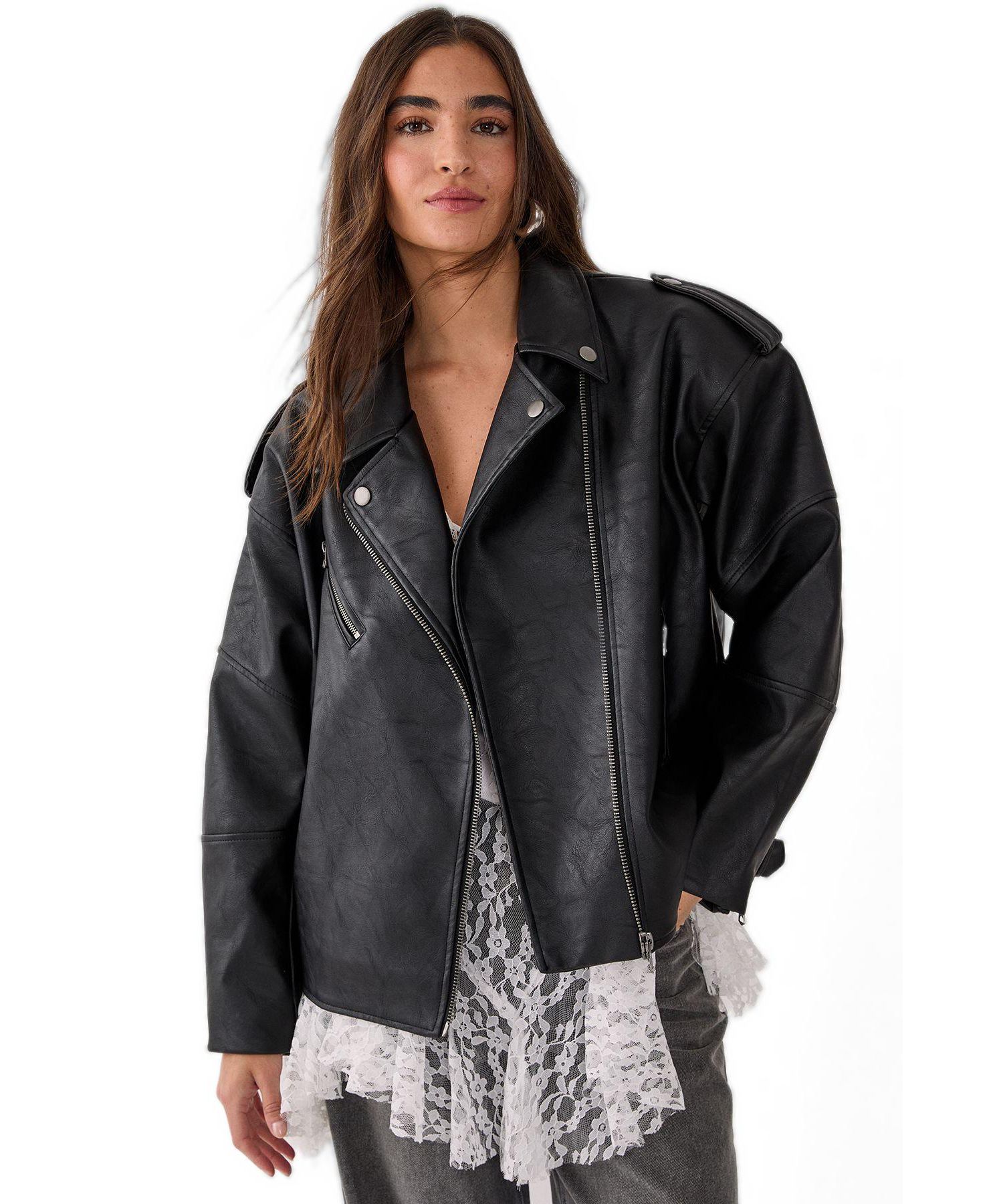 Women's Faux Leather Biker Jacket