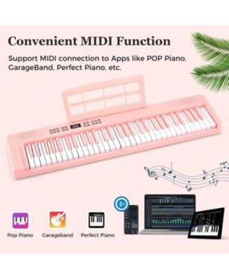 61-Key Foldable Full-Size Electronic Piano Keyboard with MIDI & Split Function, Portable for