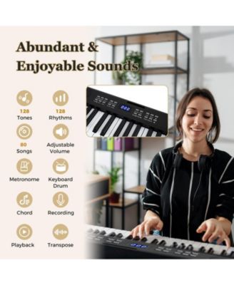 61-Key Foldable Full-Size Electronic Piano Keyboard with MIDI & Split Function, Portable for