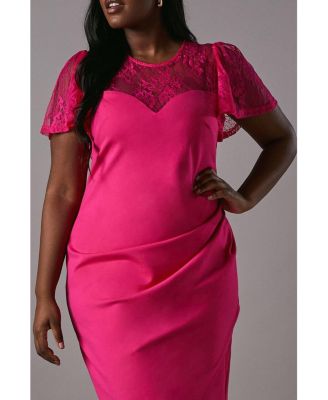 Women's Lace Panel Midi Dress