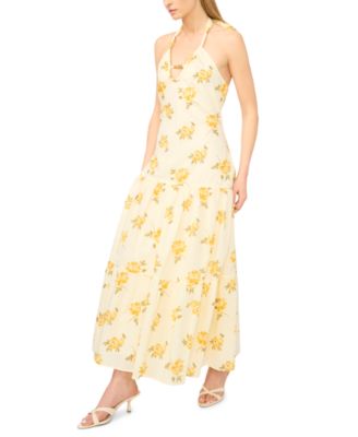 Women's Floral Print Halter Neck Maxi Dress