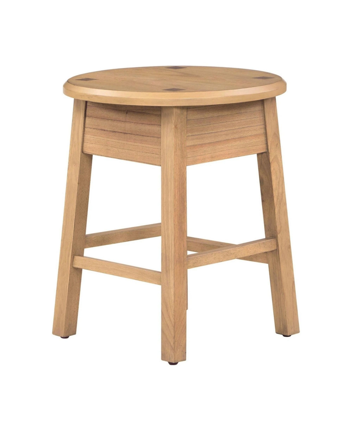 Rainsken Solid Rubberwood Nightstand, Round Sofa Side End Table Table with Drawer for Living Room, Bedroom or Home Office