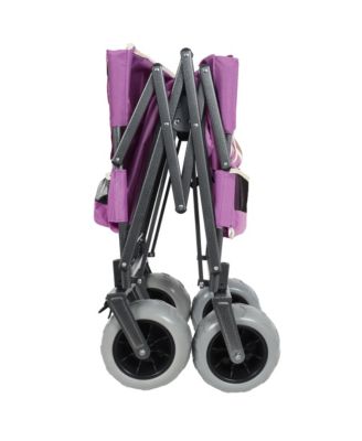 Folding Wagon - Heavy-Duty Wagon Cart with All-terrain Wheels and Bench Seat, 500lbs Capacity for Camping and Beach