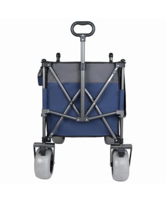 Heavy-Duty Folding Wagon Cart - Adjustable Push-Pull Handle, 360° All-Terrain Wheels, 480lbs Capacity for Groceries, Outdoor Transport