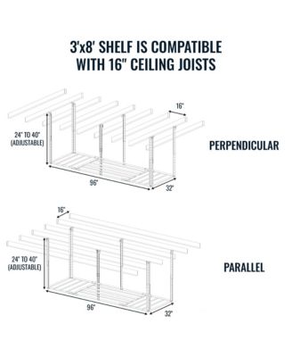 3' x 8' Faber Overhead Garage Shelving | Holds 700 lbs