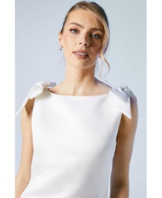 Women's Satin Bow Bridal Mini Dress