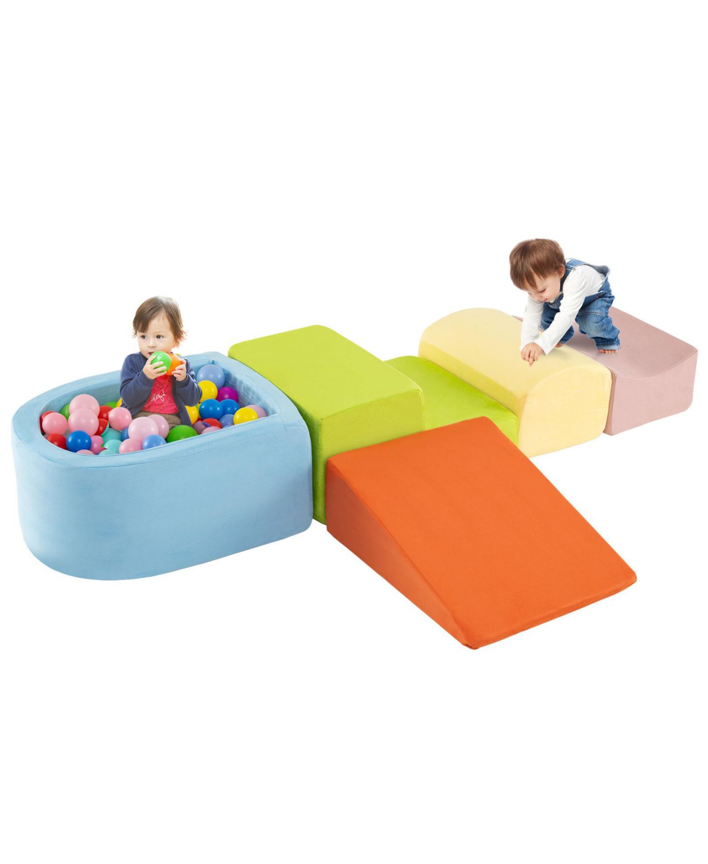 Детский игровой набор Mecale 5-Piece Climb and Crawl Playset with Ball Pit for Kids, цвет: Синий — фото 1