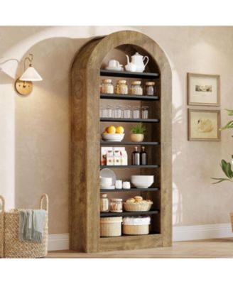 8-Tier Arched Bookshelf, 70.9'' Bookcase with Storage, Modern Bookshelf