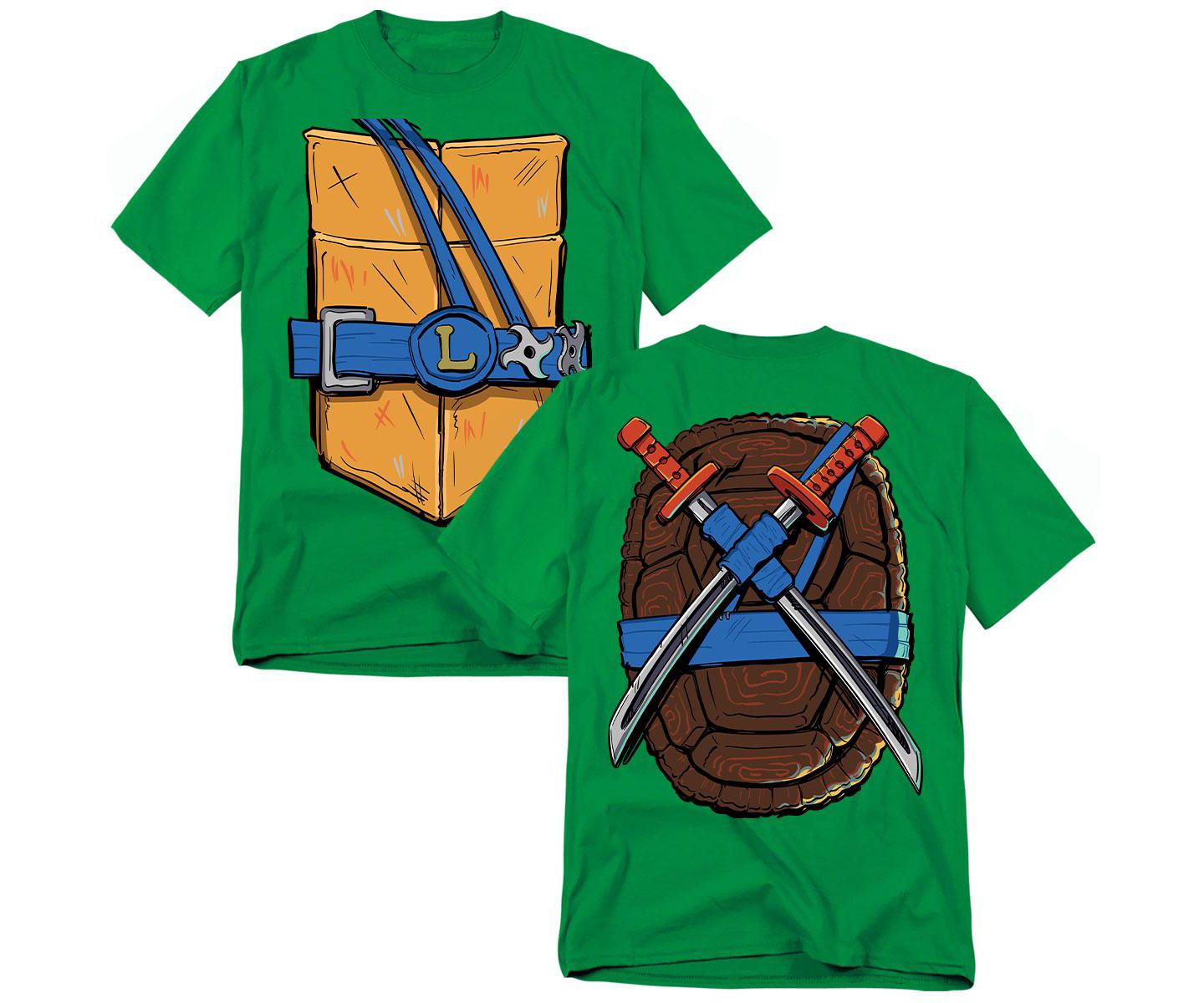 Мужская футболка Teenage Mutant Ninja Turtles Big & Tall Mayhem Leonardo Shell Front, цвет: Зелёный — фото 1