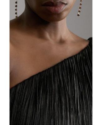 Women's Asymmetric Draped Fringe Mini Dress