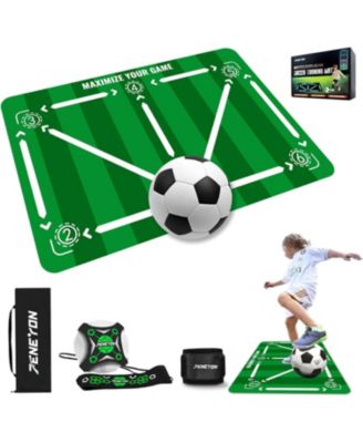 Soccer Training Mat with Adjustable Trainer – Non-Slip Soccer Equipment for Kids & Youth to Boost Speed, Strength & Coordination