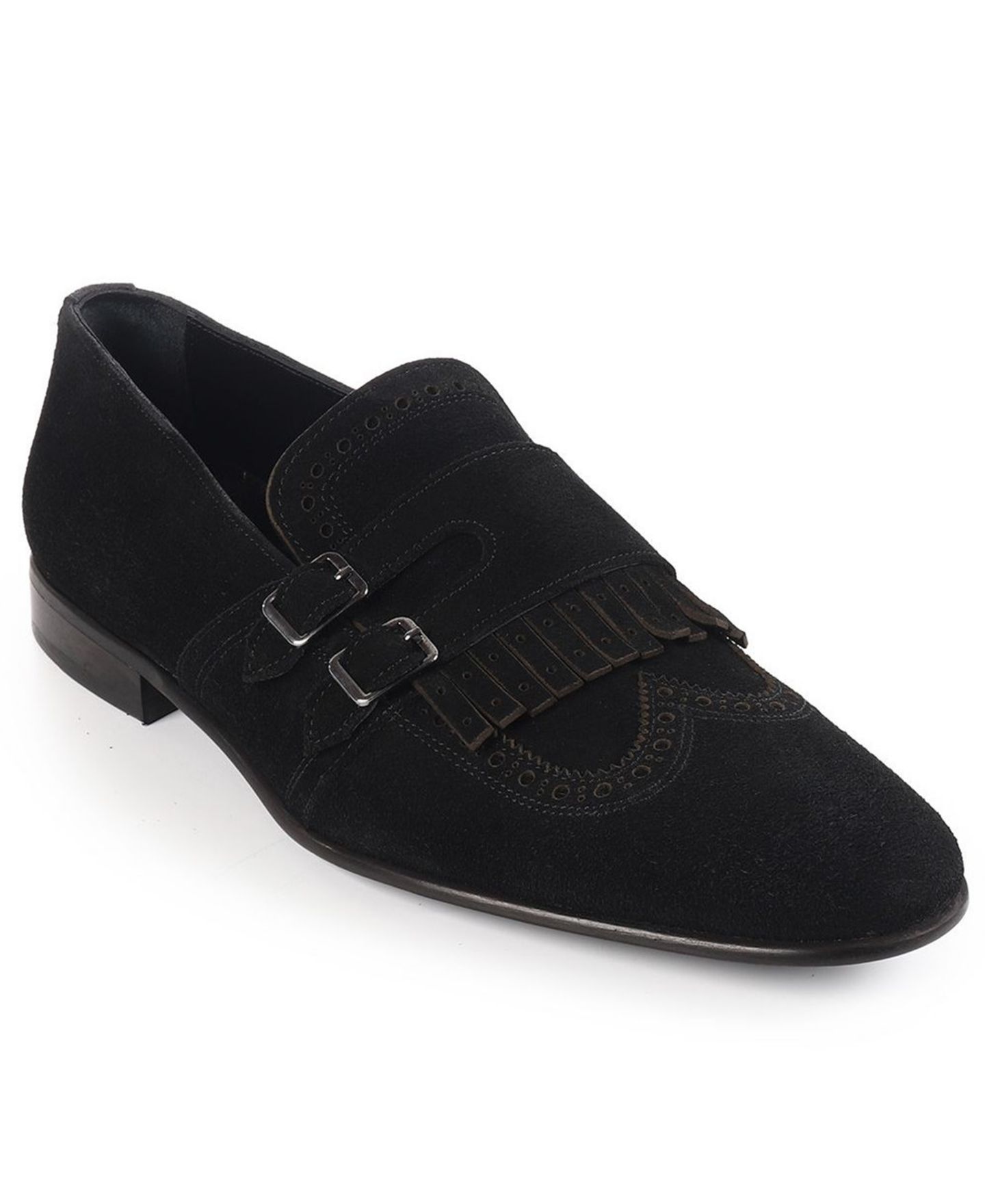 Обувь VELLAPAIS Men's Nexus Double Monk Wingtip Slip-On, цвет: Чёрный — фото 1