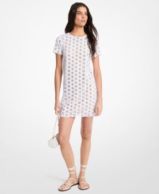 Women's Crochet Crewneck A-Line Mini Dress
