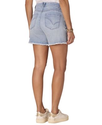 Petite High-Rise Button Closure Denim Shorts