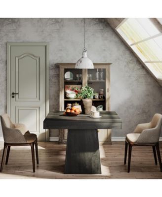 Square Dining Table for 4, 31.5-Inch Kitchen Table Small Dinner Table with Sturdy Pedestal Base, Farmhouse Dining Room Table, Gray