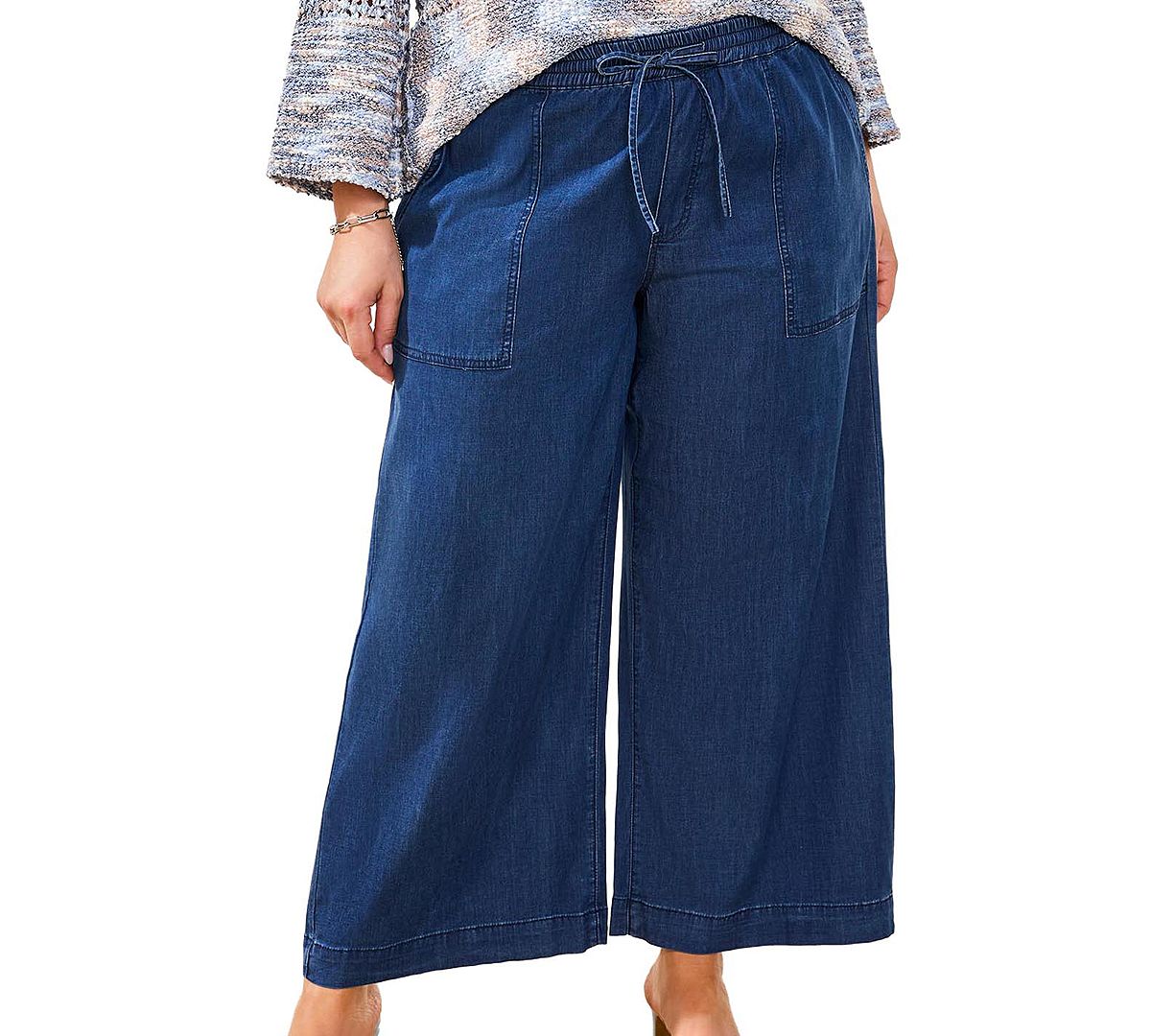Tribal Plus Size Inclusive Audrey Jogger Wide-Crop Denim Jeans view 3 — MAYCSS fashion products